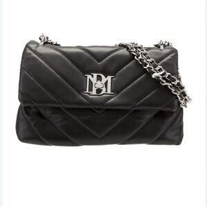 Badgley mischka black quilted‎ leather small shoulder bag NWOT